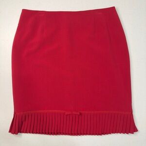 Worthington stretch Skirt Women's Size M Red VTG Y2K Pleated Hem Dainty Bow